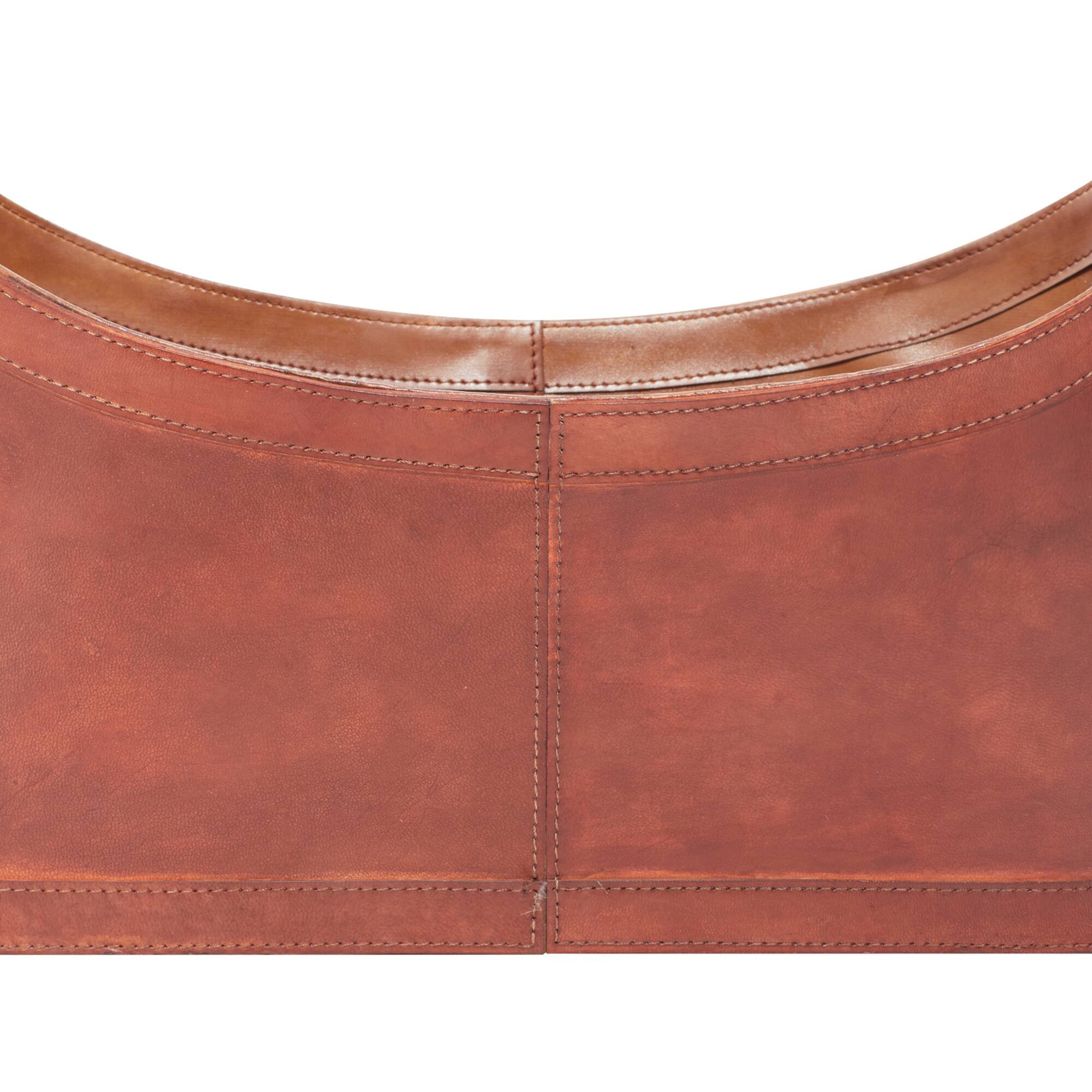 21" Brown Leather Rustic Magazine Holder